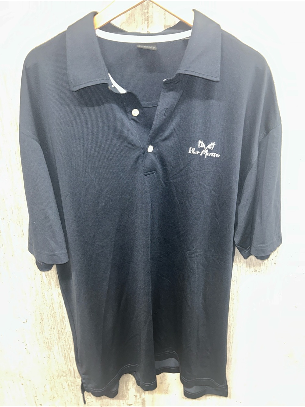 Dunning‎ Men's Dark Blue Polo Shirt with Blue Monster Embroidered Logo XL